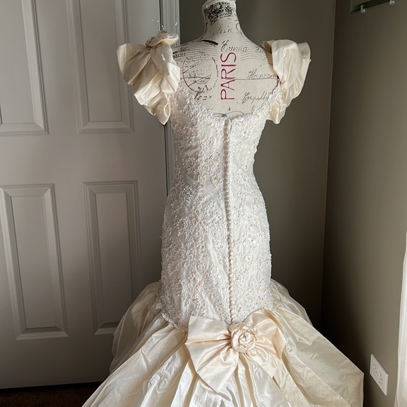 Stunning, sophisticated custom silk, pearls & sequins gown | Wedding, formal | 6 - Picture 6 of 16